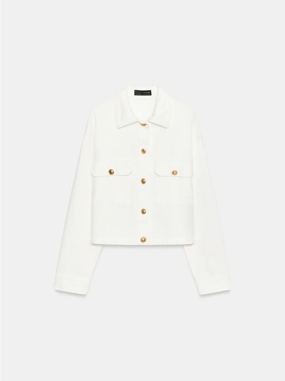 Zara White Jacket with Gold Button Detail- New with Tags